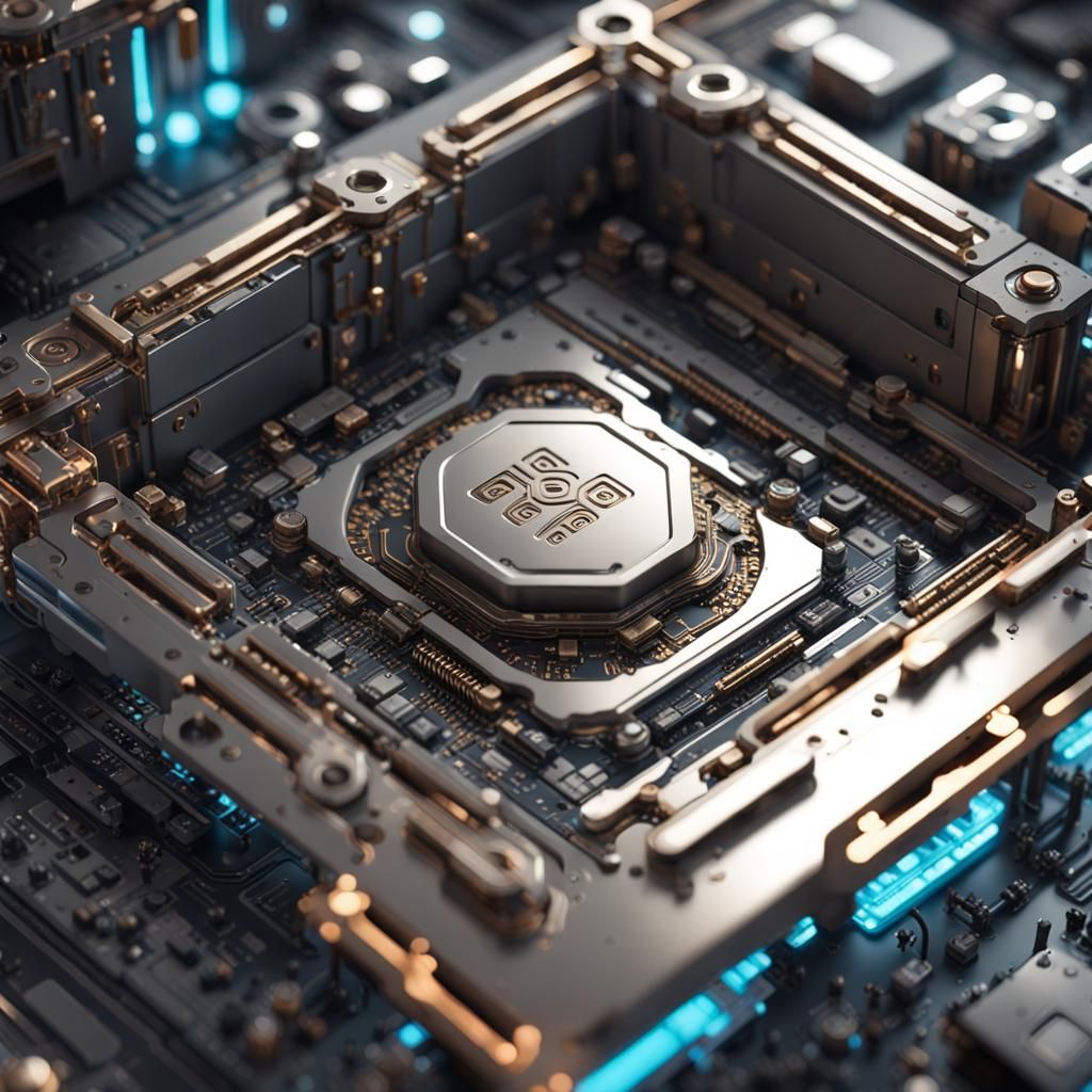 Futuristic Computer Hardware with Intricate Mech Details