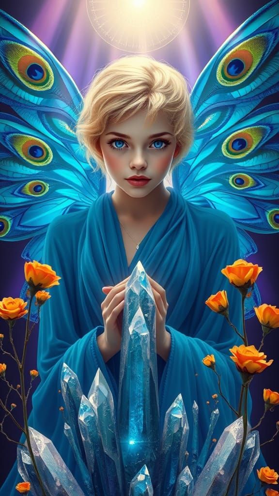 Golden Goddess Embodies Spiritual Awakening in Iridescent Be...