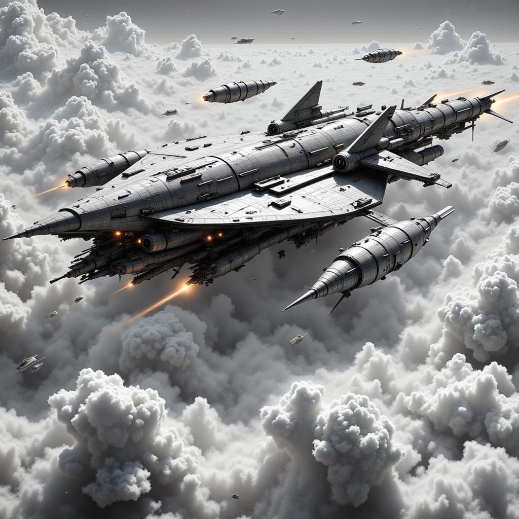 Shark Spaceship in Cosmic Horror Style