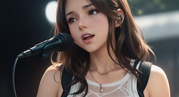 Anime Style Pop Idol Singing Outdoors