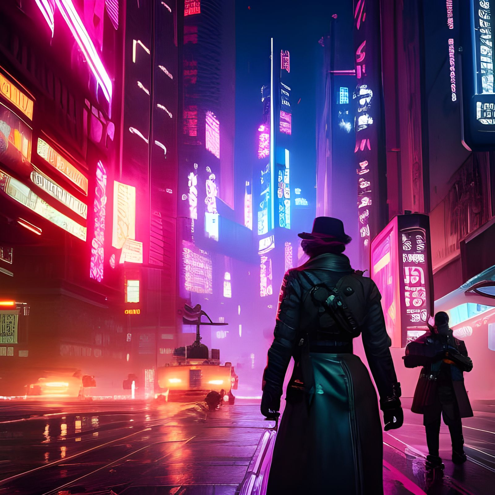 Cyberpunk Detective Squad in Neon City Night