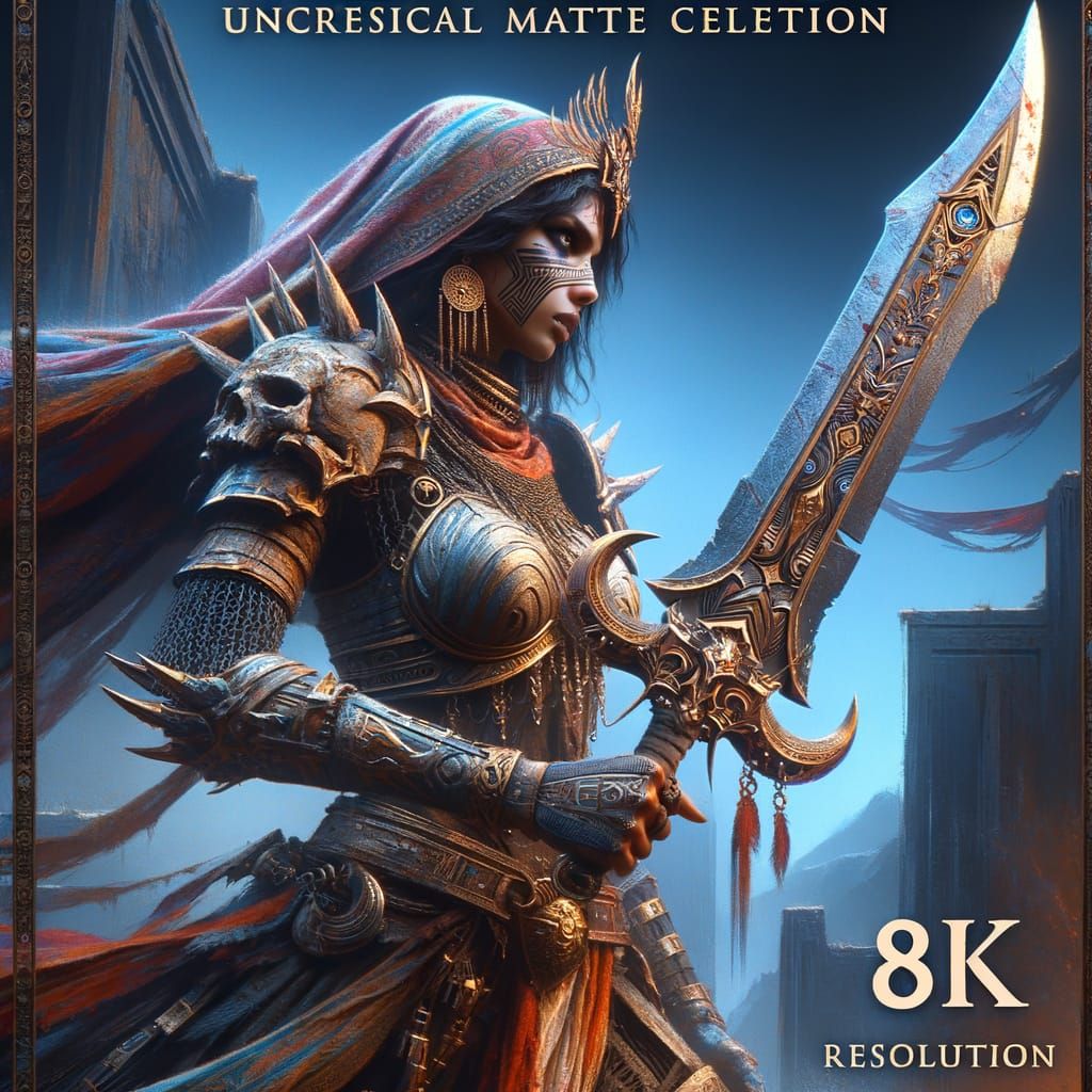 Egyptian Barbarian Woman in Bone Armor Concept Art