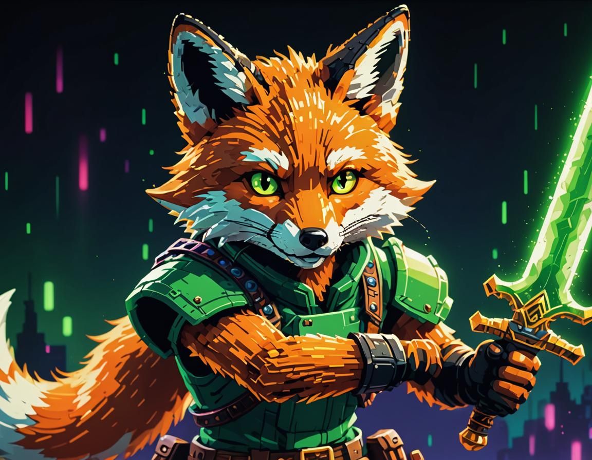 8-bit Pixel Art Fox RPG Character