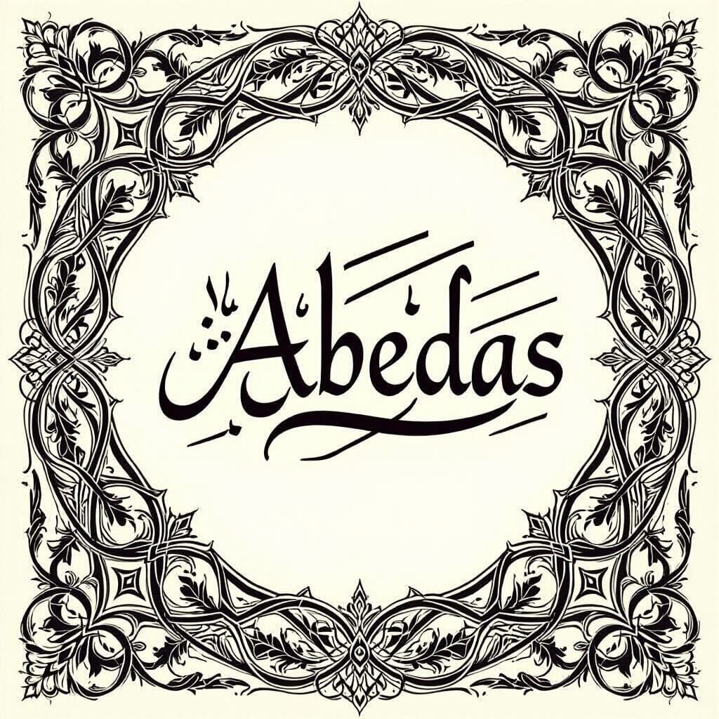 Elegant Arabic Calligraphy of 'Abedas' in English Font