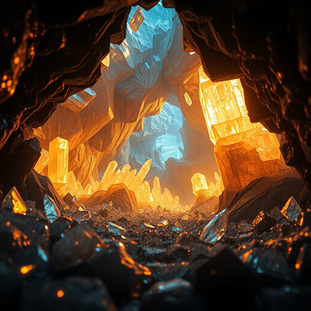 Ethereal Crystal Cave Scene in Fantasy Art Style