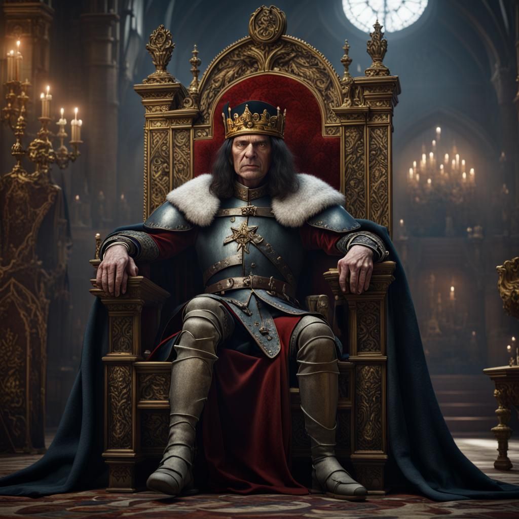 Richard III on Throne Listening to Musicians