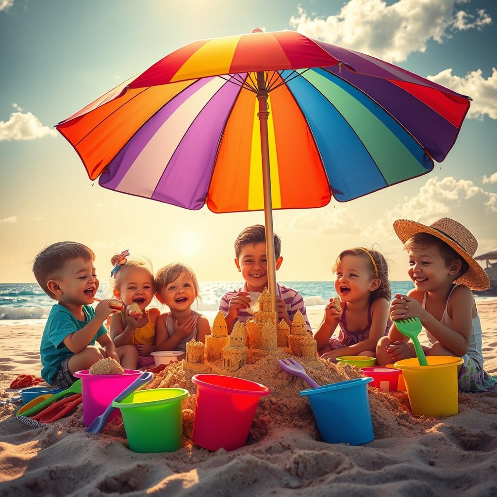 Whimsical Beachside Picnic Scene