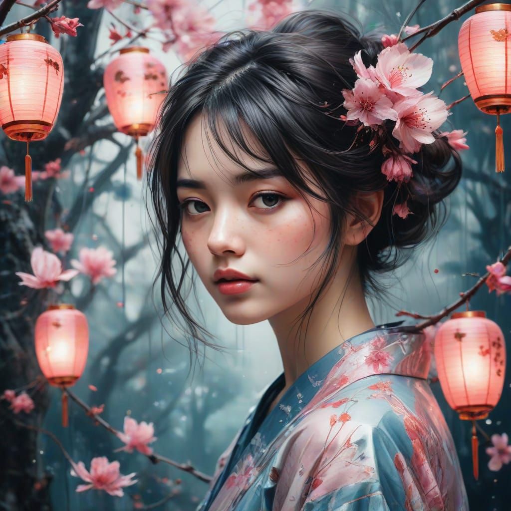 Enchanting Spring Japanese Garden with Cherry Blossoms