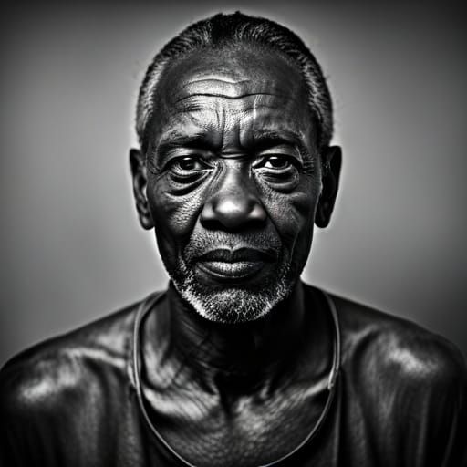 Striking Portrait of African Elder in Monochrome