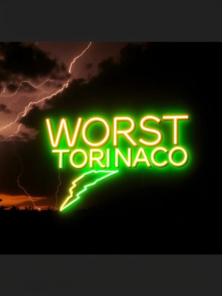 Epic Neon Tornado Disaster Scene