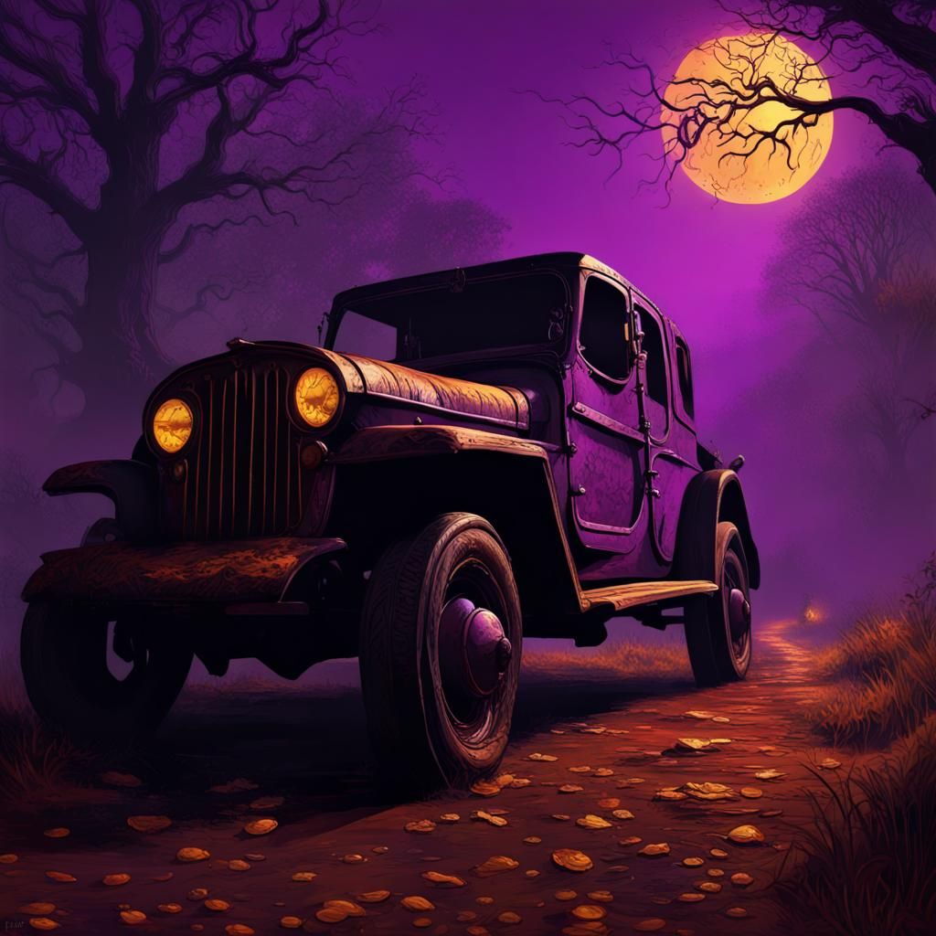 Creepy Halloween Scene in Dark Fantasy Style