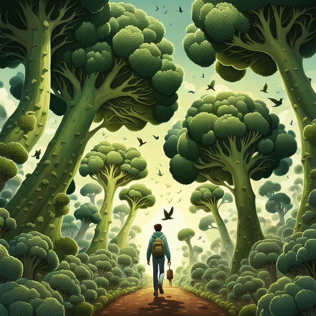 Whimsical Forest of Giant Broccoli Trees