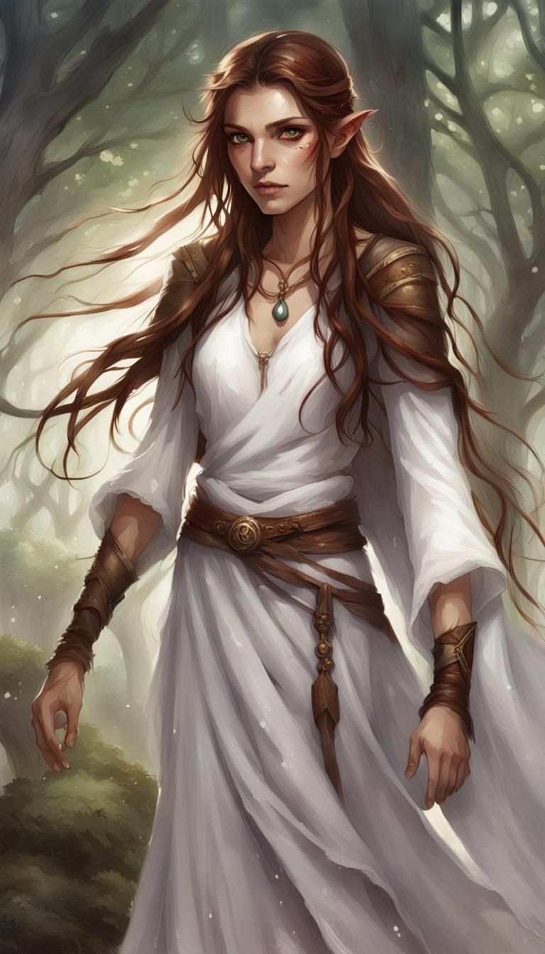 Half-Elf Healer in Ethereal Fantasy Style