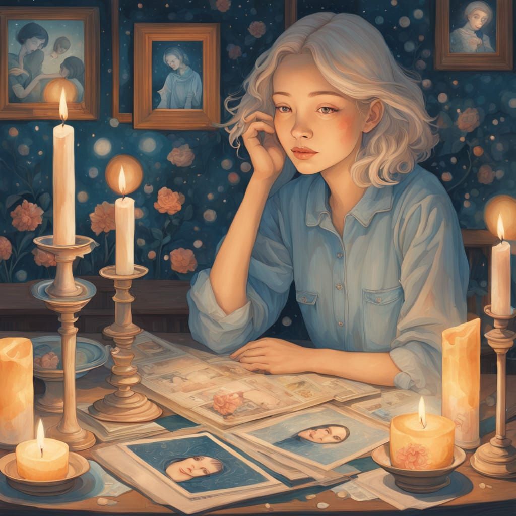 Nostalgic Sentimental Portrait of a Woman Lost in Thought