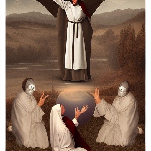 Gothic Depiction of a Nun and Devil