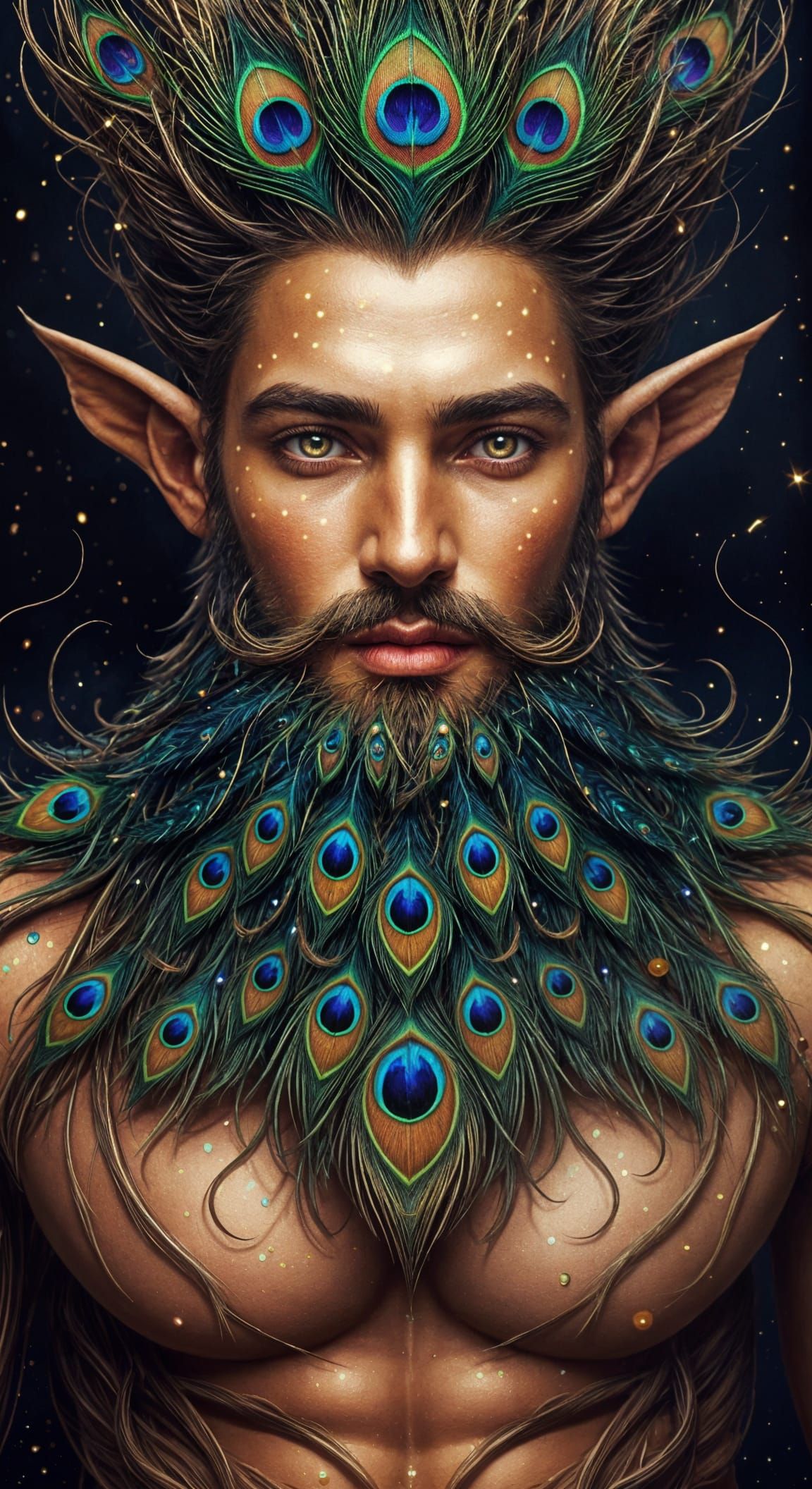 Fire Fairy with Peacock Feather Beard