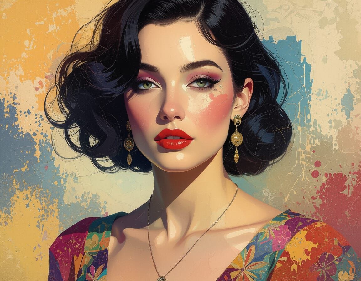 Surreal Abstract Portrait of a Woman in Psychedelic Style