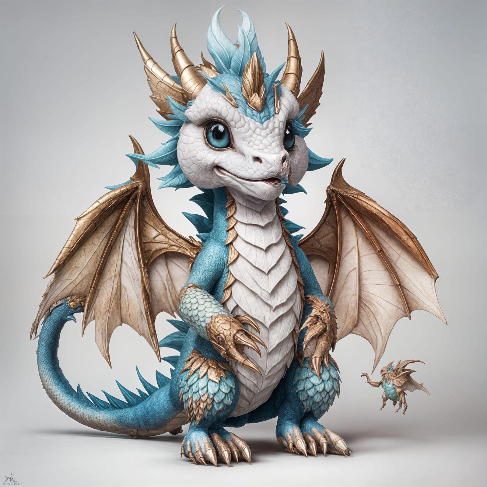 Hyperdetailed Rose Dragon with Symmetrical Wings