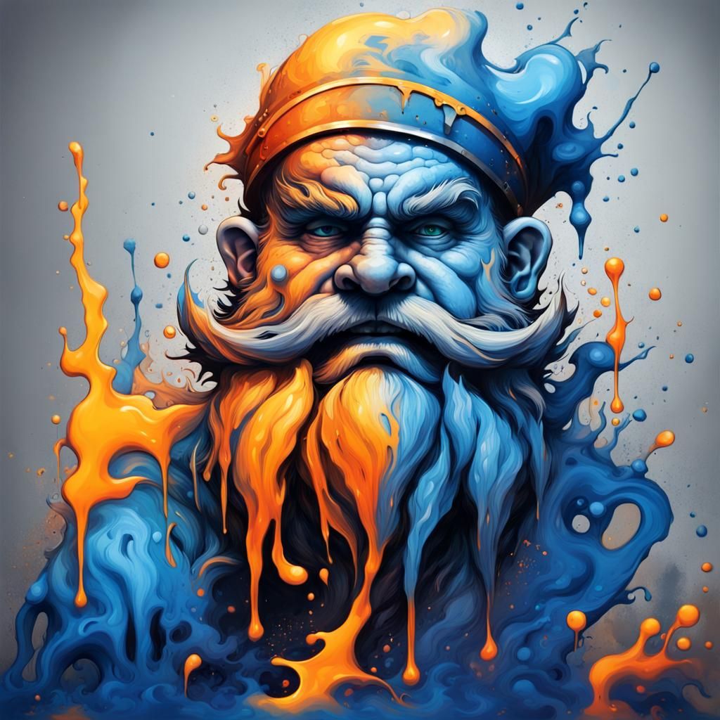 Blue Flame Dwarf in Graffiti Art Style