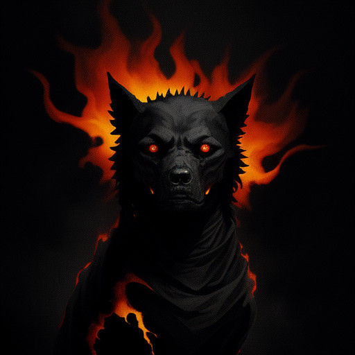 Skeletal Dog Consumed by Blazing Inferno