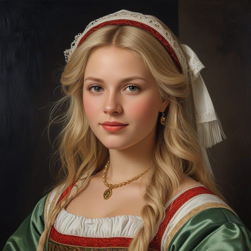 Finnish Woman in Traditional Garb, Rubens Style Oil Painting