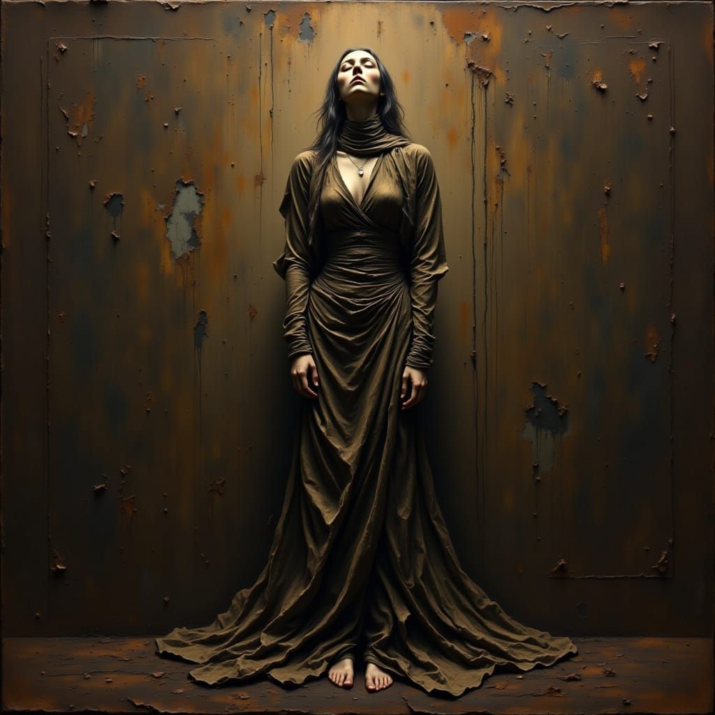 Melancholic Figure in Copper Hues