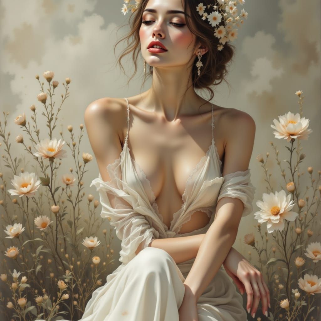 Watercolor Art Nouveau High Fashion Fusion