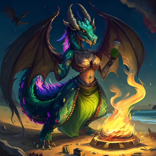 Dragon-Woman Bellydancer by Campfire, Scalie Concept Art