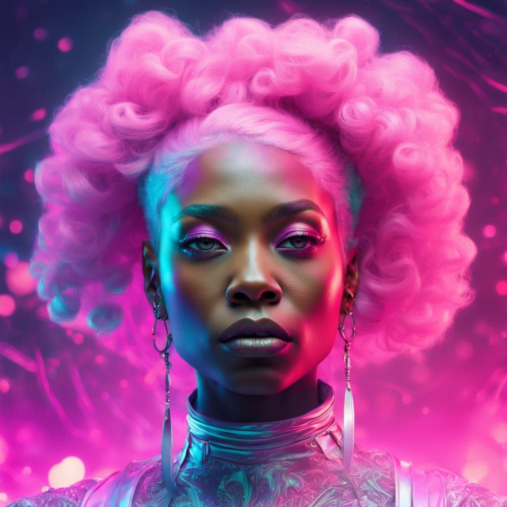 Afrofuturistic Queen with Pastel Neon Hairstyle