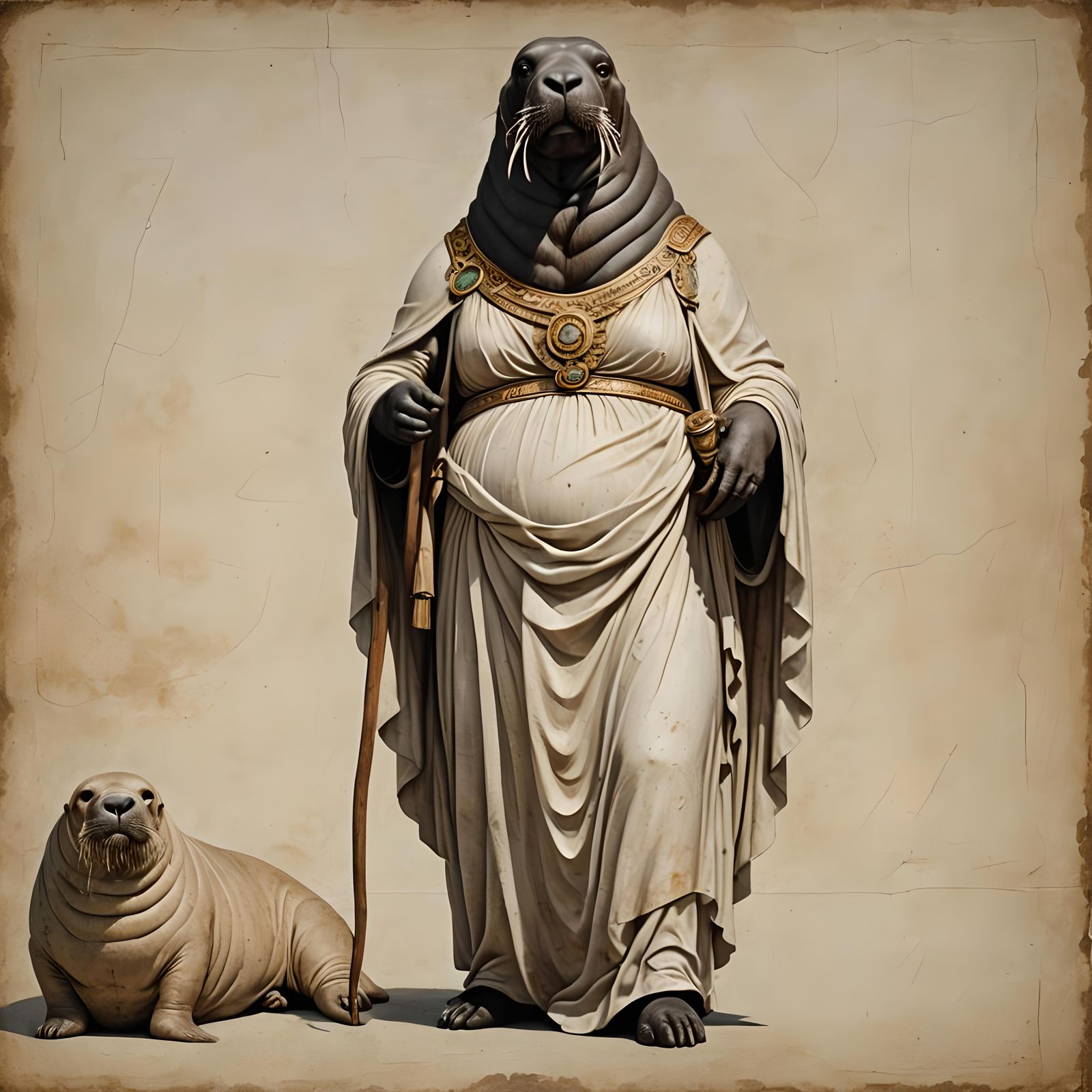 Walrus Goddess in Classical Greek Peplos