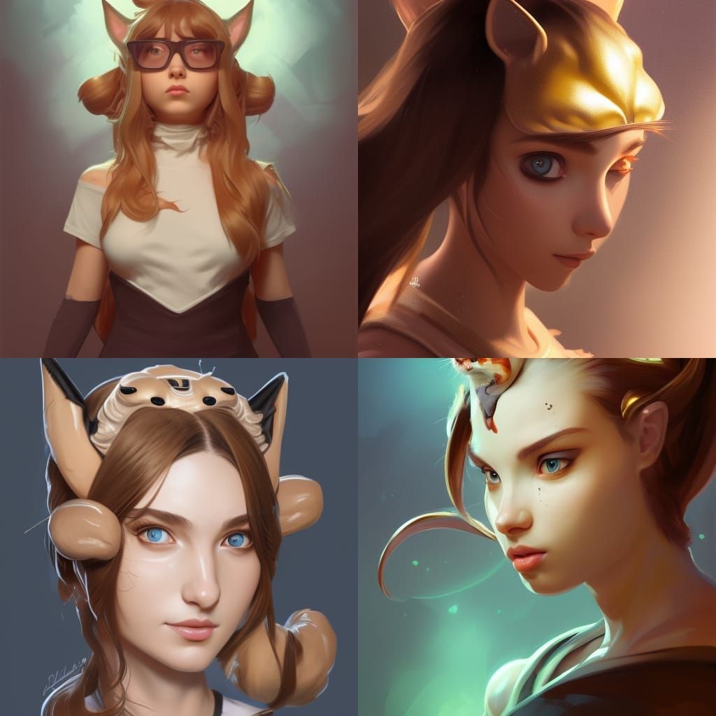 Girl in Meowth Costume: Detailed Concept Art Portrait