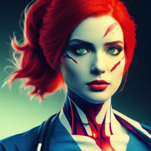 Hyperrealistic Redhead Surgeon in Splash Art Style