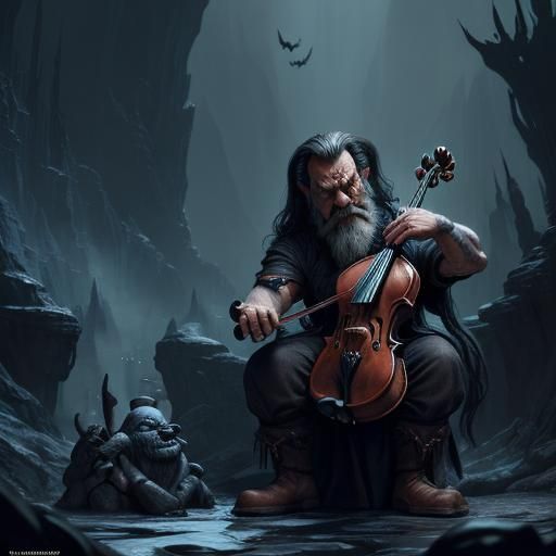 Dwarf's Subterranean Serenade: A Matte Painting