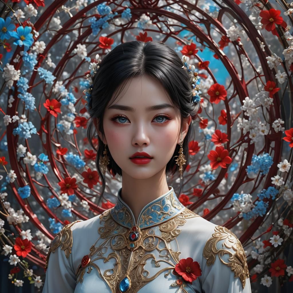 Asian Girl Portrait: Detailed Matte Painting in 8K