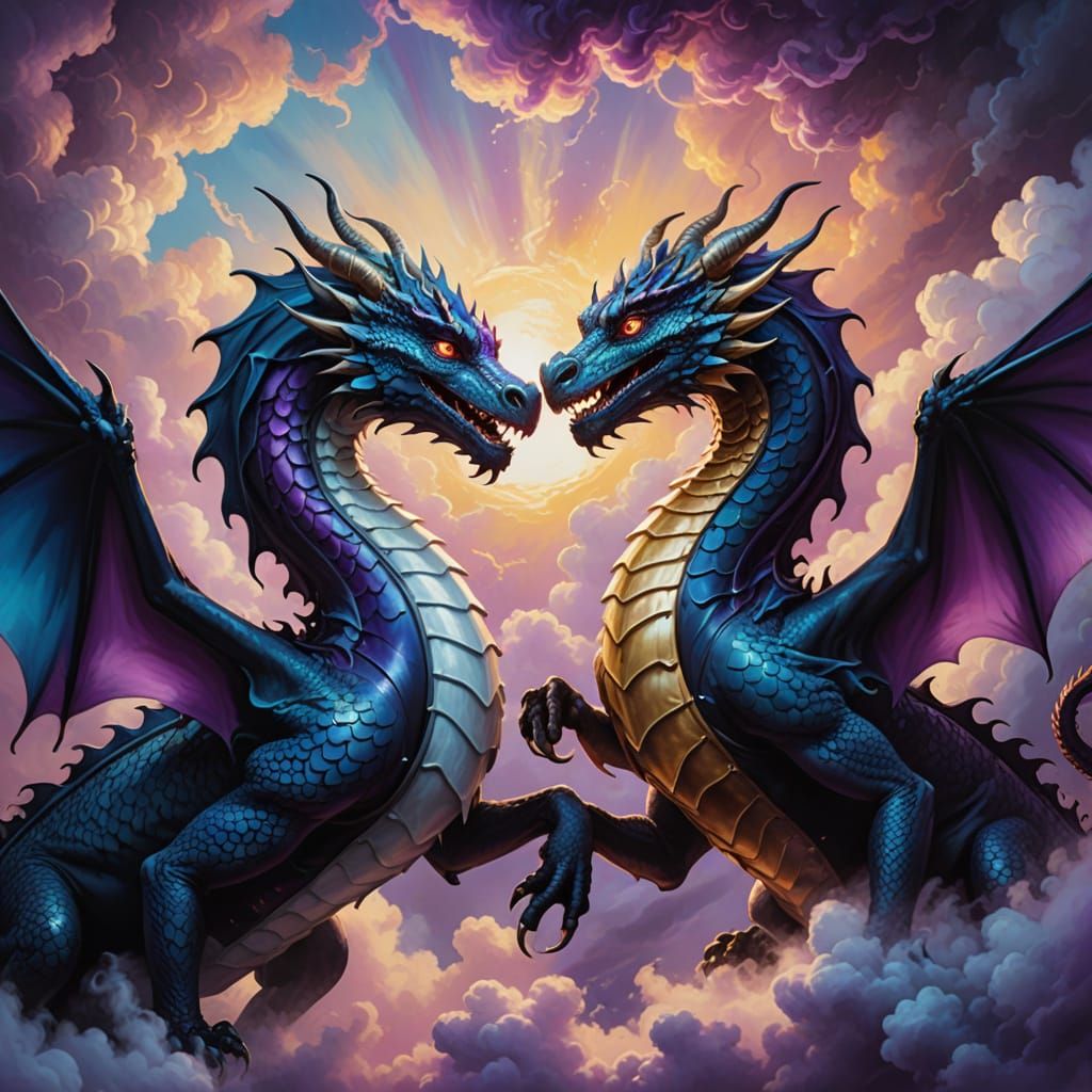 Yin Yang Dragons Entwined on Carousel