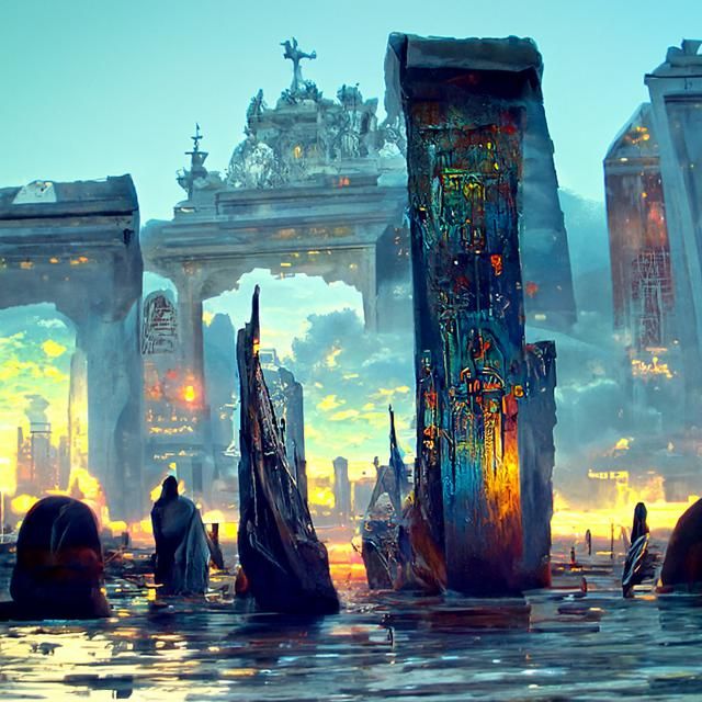 Tomb Entrance in Ancient City: Detailed Matte Painting