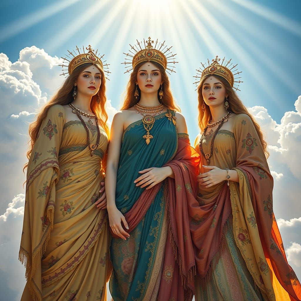 Three Graces in Divine Sunshine, Hyperrealistic
