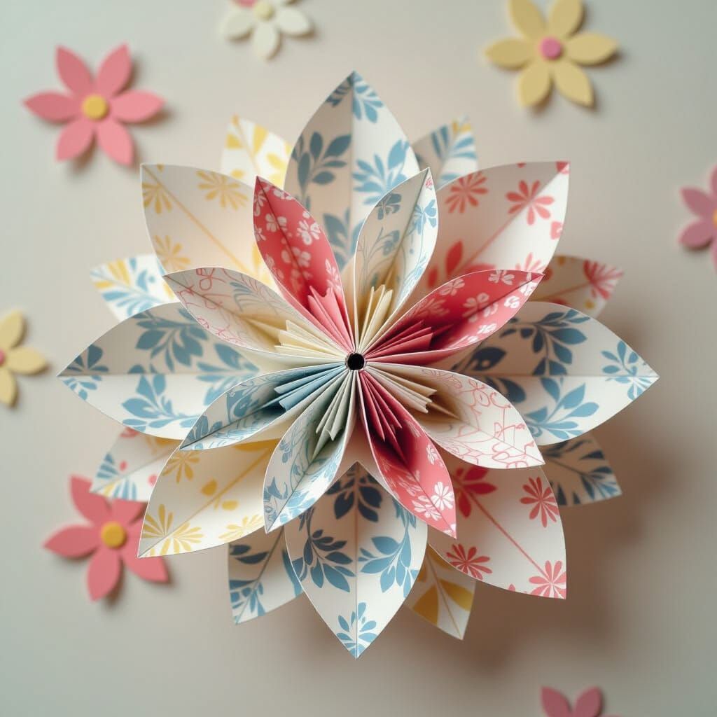 Vibrant Origami Papercraft in Playful Style