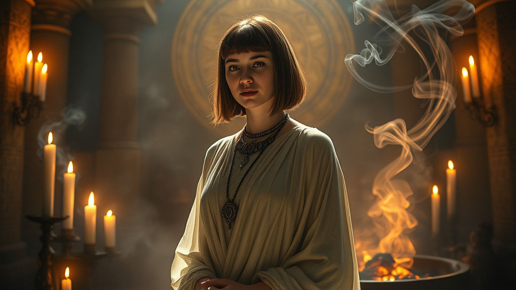 Isis Priestess Shrouded in Mystique, in the Style of Digital...