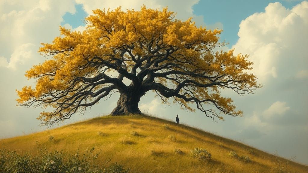 Golden Oak Tree in Doré Style