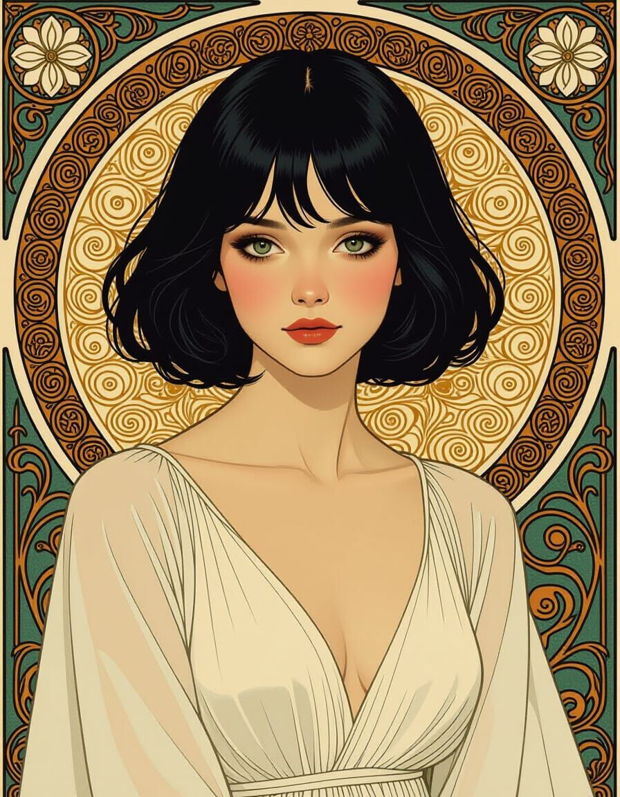 Elegant Lady in Art Nouveau Style