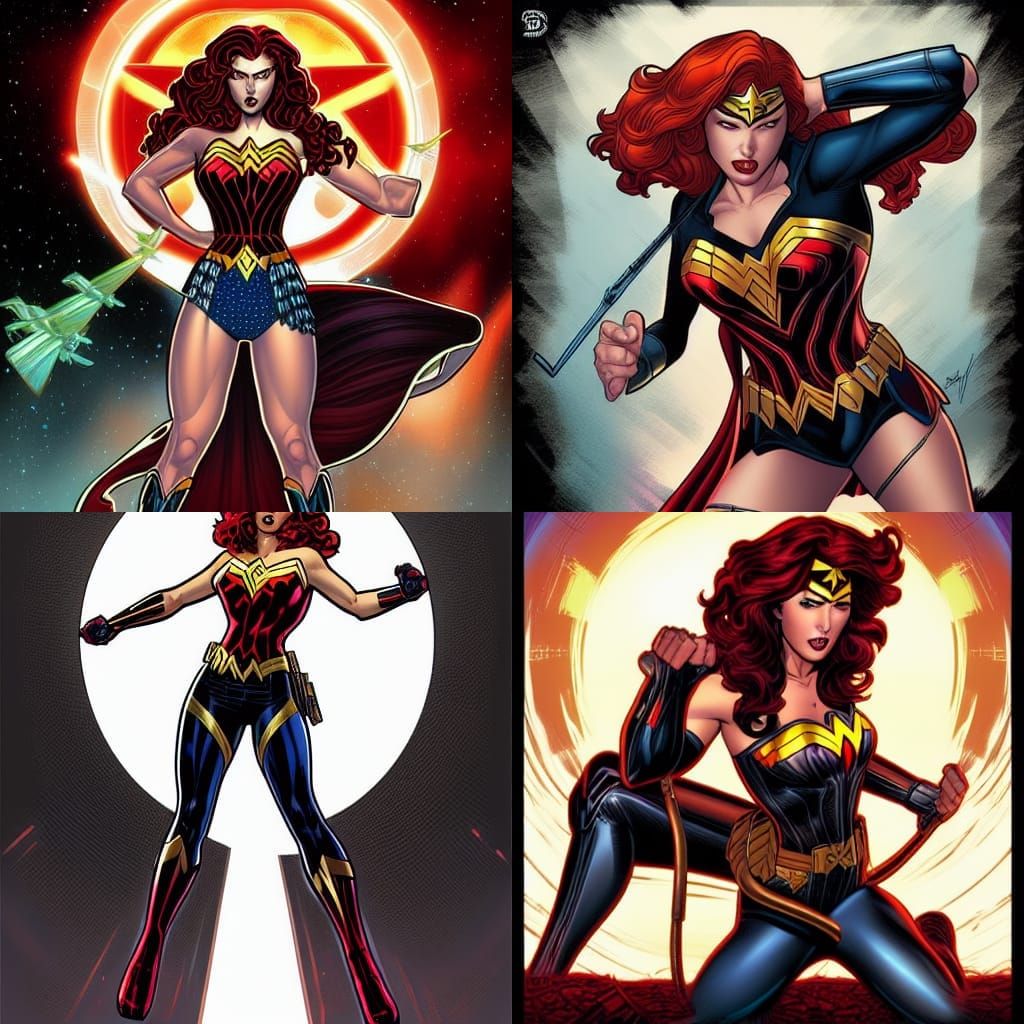Black Widow and Wonder Woman Fusion, Comic Book Art