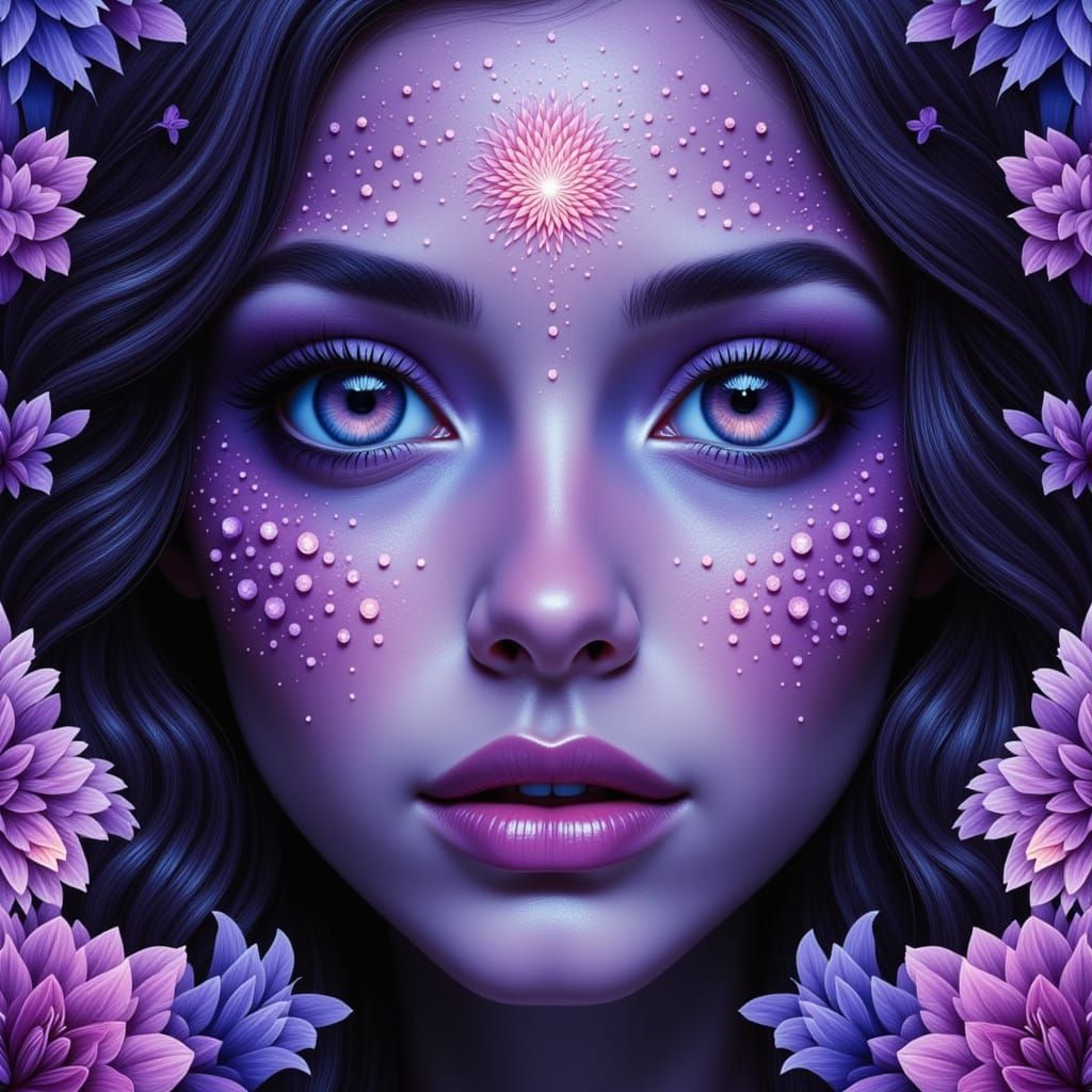 Ethereal Portrait with Symmetrical Glowing Shades