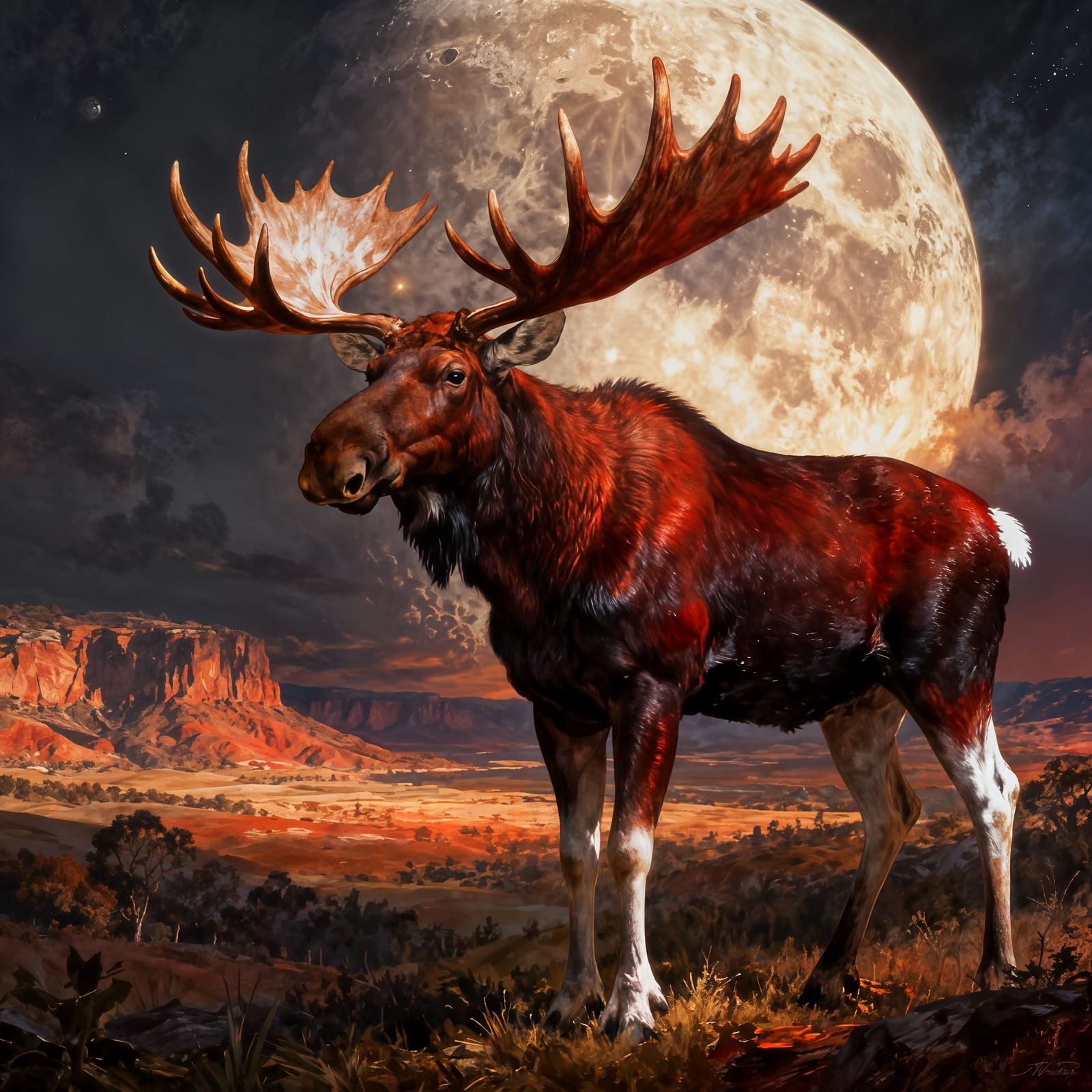 Majestic Male Moose Poses with Enormous Antlers