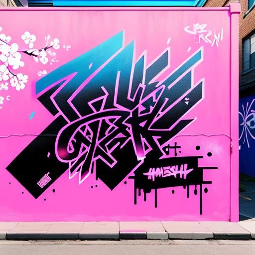 Neon Cherry Blossoms in Urban Pop Art Style