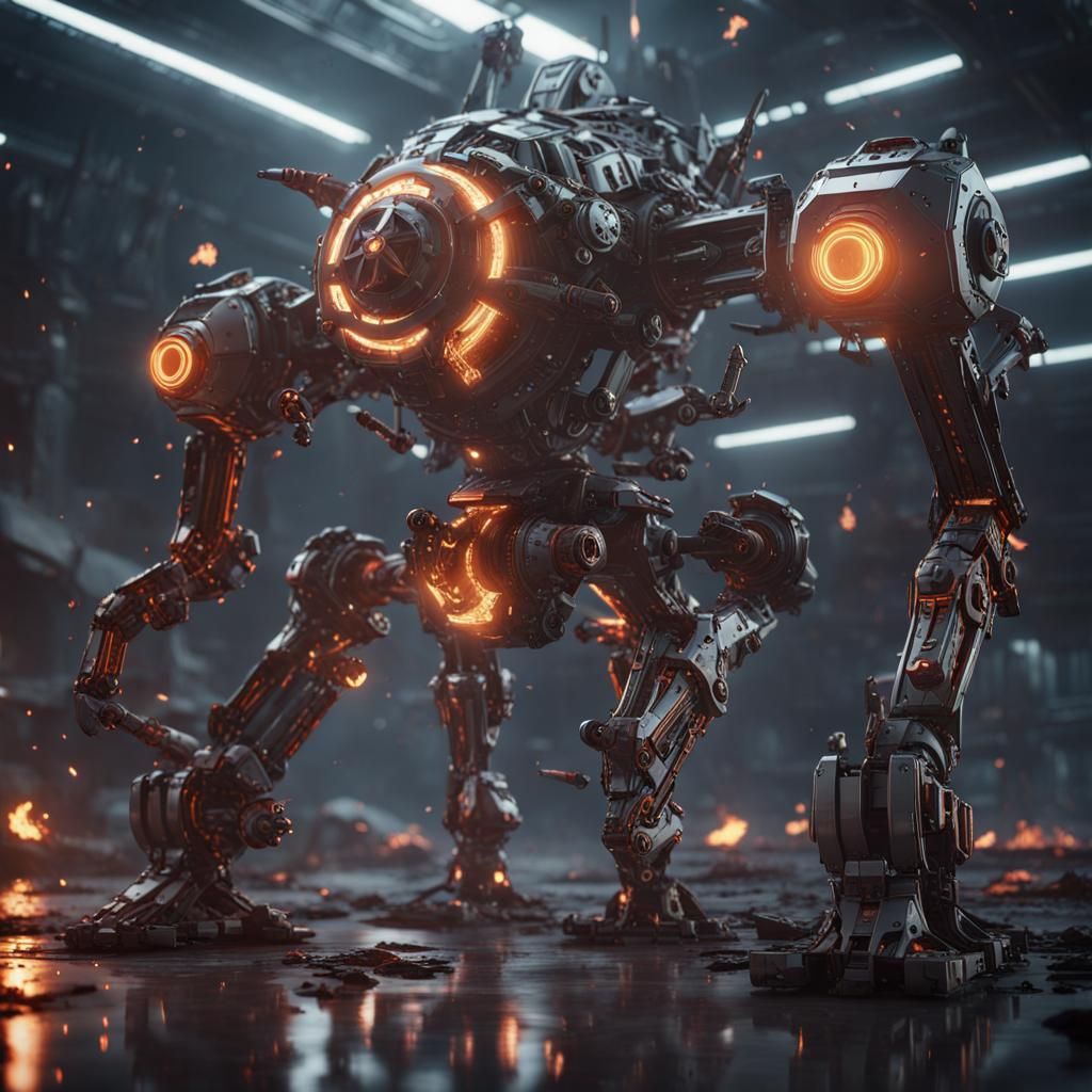 Futuristic Pyromancy Sorcerer with Intricate Mech Details