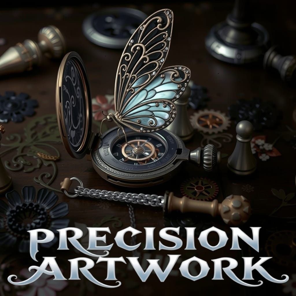 An open steampunk pocket watch sits at the center of the com...