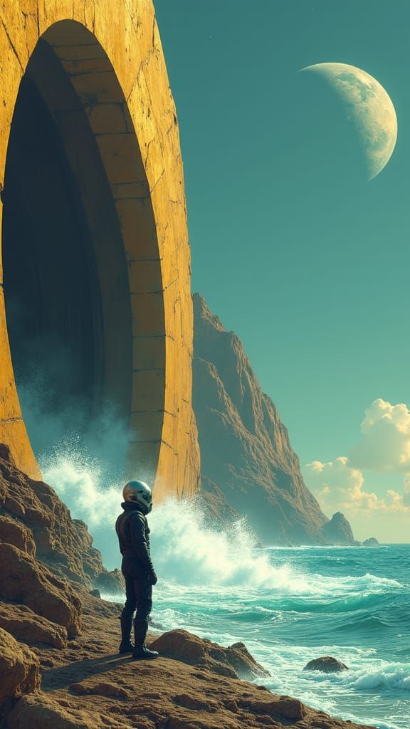 Futuristic Surface Technician at the Mouth of Thalassia