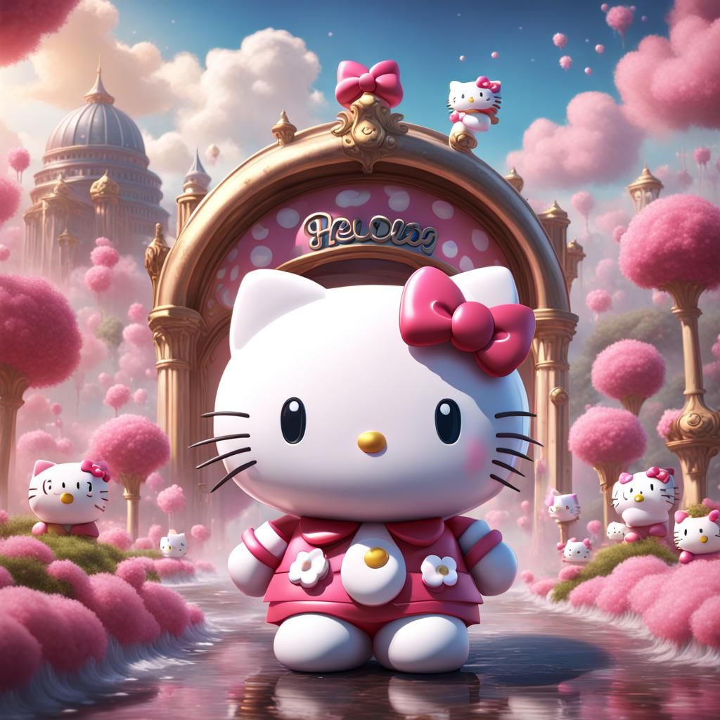 Kirby as Hello Kitty: Detailed Matte Painting