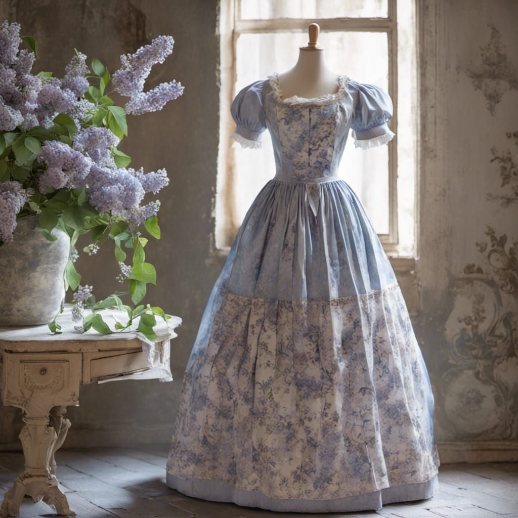 Medieval Fairytale Dress on Dress Form in Rococo Style